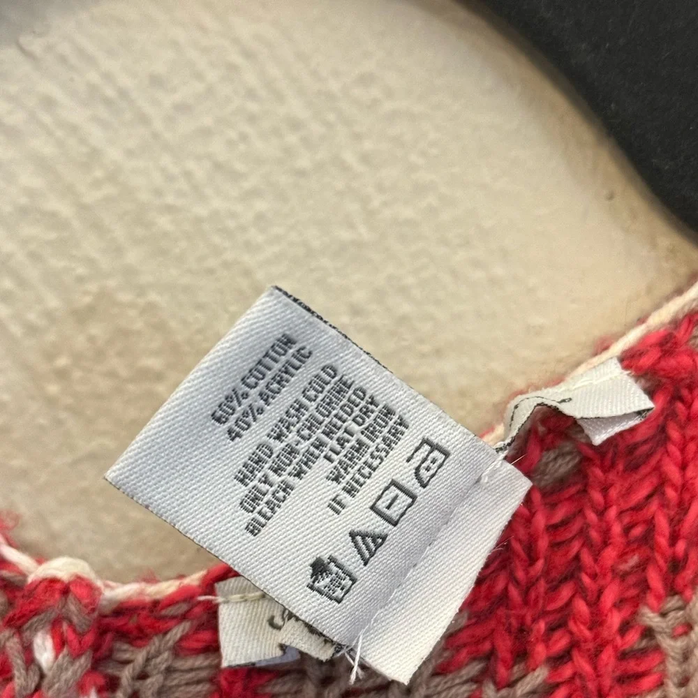 American Rag Aztec Western Fringe Open Poncho Cream Red Tan Size Women’s M/L - Picture 6 of 6